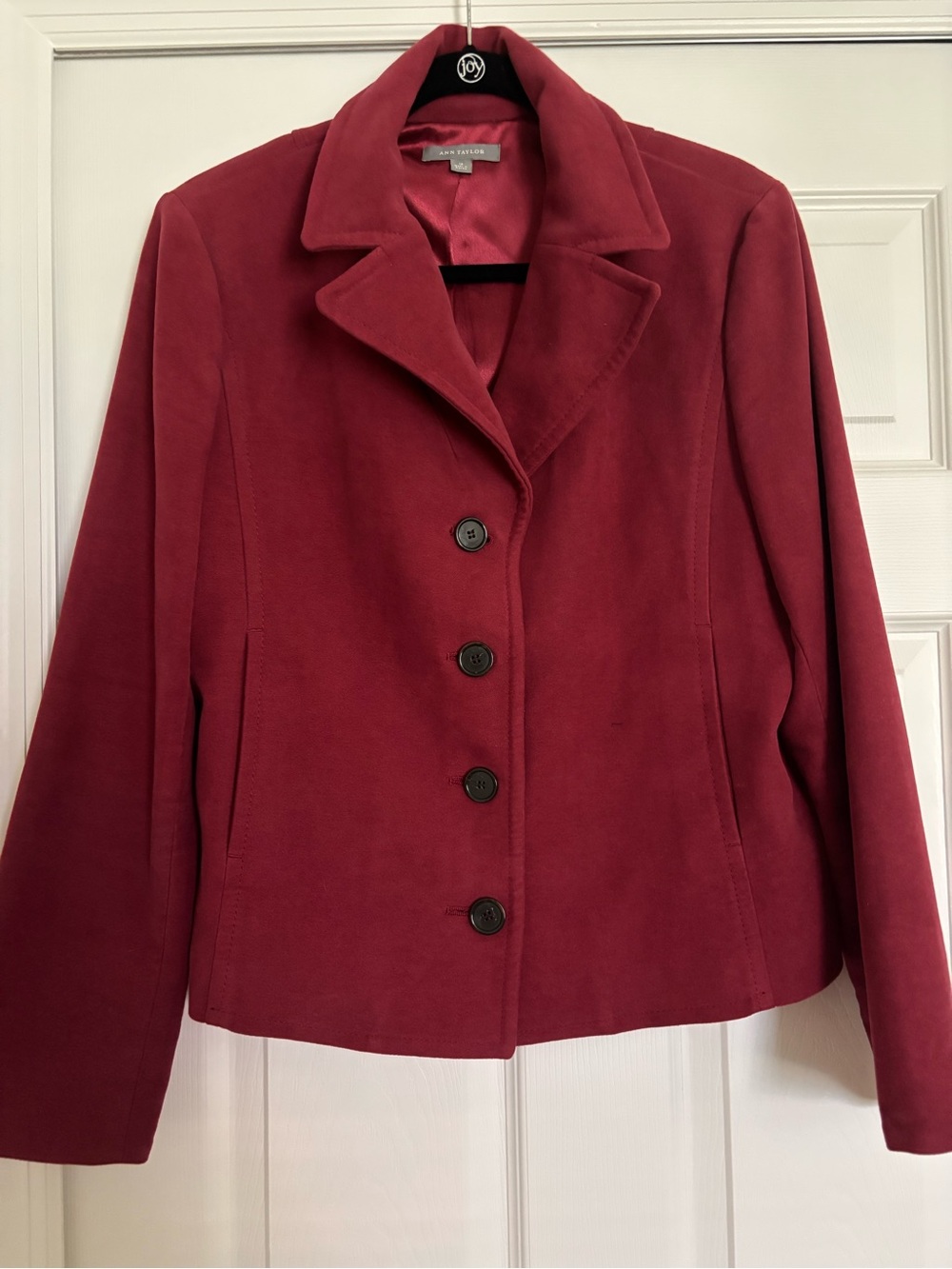 Anne Taylor Cranberry Red Tailored Button-Front Jacket